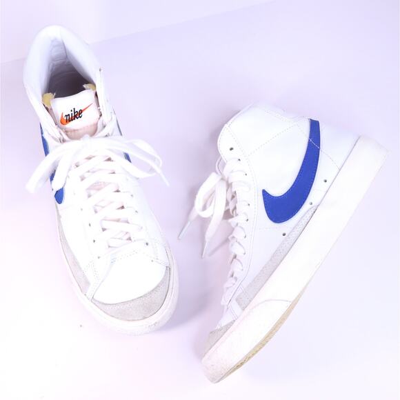 NIKE Blazer Mid '77 Vintage High Top Sneakers Racer Blue Leather Wms 7/Men's 5.5 - Picture 1 of 11